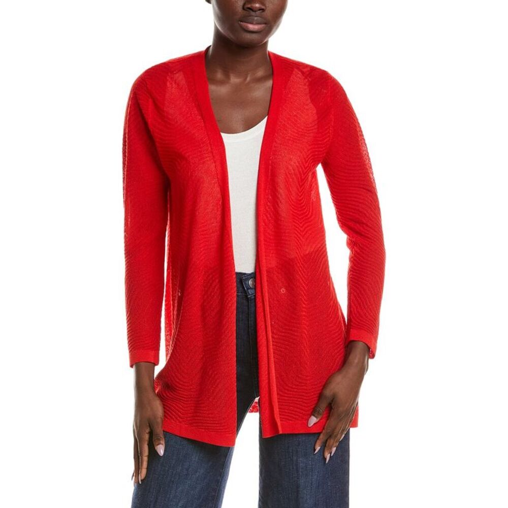 Anne Klein Womens  Semi Sheer Texture Stitch Cardigan, Pink